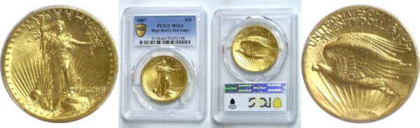 1907 $20 St. Gaudens. High Relief.  -   PCGS. MS-63.