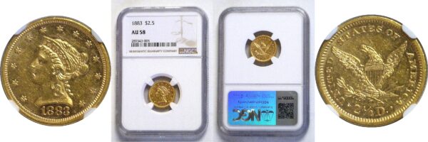 1883 $2 1/2 Liberty. -  NGC. AU-58