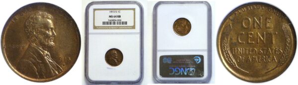 1915-S Lincoln Cent.  -  NGC MS-64 RB