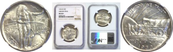 1933-D  Oregon Trail Commemorative Half Dollar.  -  NGC MS-66+.
