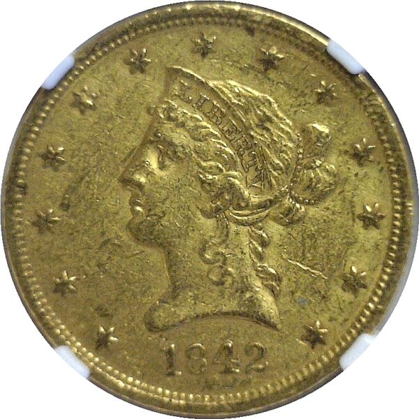 1842. $10 Liberty  -   NGC. AU-55. - Image 2