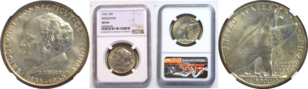 1936.  Bridgeport Commemorative Half Dollar. NGC. MS-66.