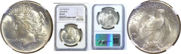 1921  Peace Dollar.  -  NGC MS-64+.