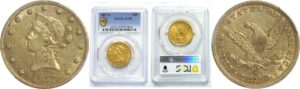 1857-S $10 Liberty.  -  PCGS AU-55.