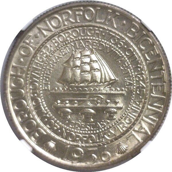 1936.  Norfolk Commemorative Half Dollar.  -  NGC. MS-66. - Image 2
