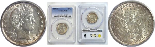 1893-O.  Barber Quarter.  -  PCGS. AU-58.