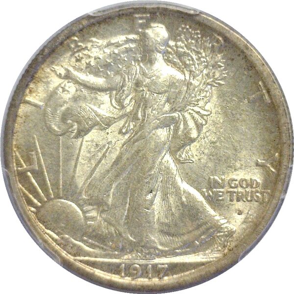 1917-D Obv.  Walking Liberty Half Dollar.  -  PCGS. AU-58. - Image 2