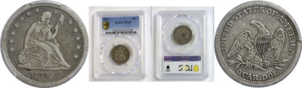 1841 Seated Liberty Quarter.  PCGS VF-35