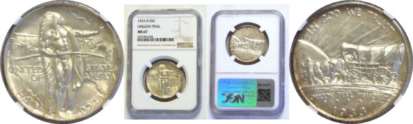 1933-D.  Oregon Trail Silver Commemorative Half Dollar.  - NGC. MS-67.