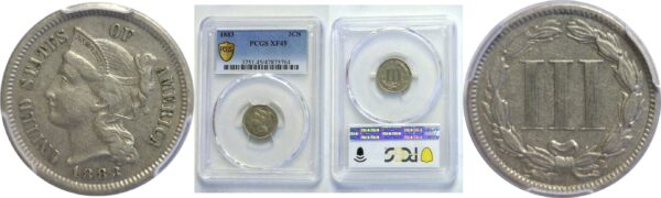 1883.  Nickel Three Cent.  -  PCGS. XF-45.