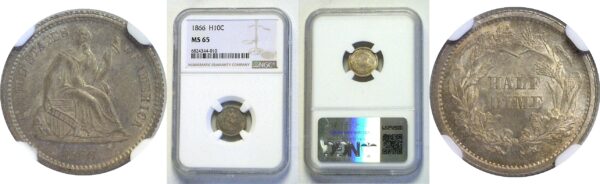 1866.  Seated Liberty Half Dime.  -  NGC. MS-65.