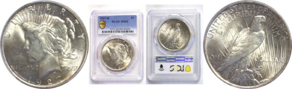 1927-D.  Peace Dollar.  -  PCGS. MS-62.