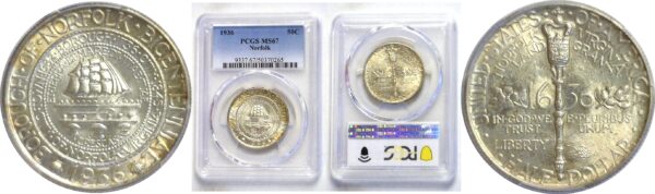1936.  Norfolk Commemorative Half Dollar.   -    PCGS. MS-67.