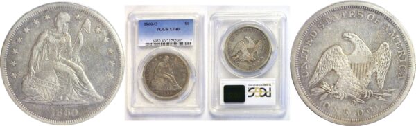 1860-O.  Seated Liberty Dollar.  -  PCGS. XF-40.