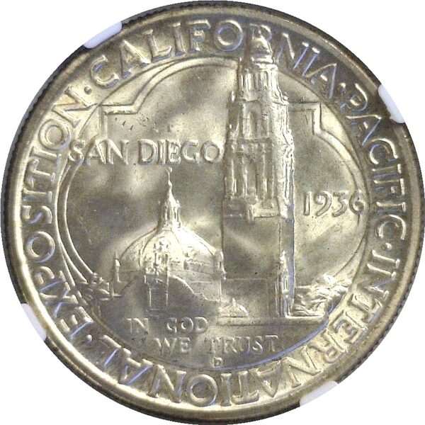 1936-D San Diego Silver Commemorative Half Dollar - NGC. MS-66. - Image 3