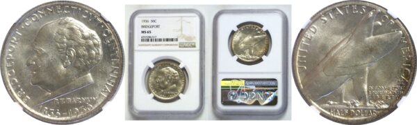 1936  Bridgeport Commemorative Half Dollar.  -  NGC. MS-65.