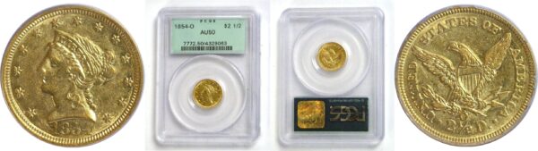 1854-O $2 1/2 Liberty - PCGS AU-50
