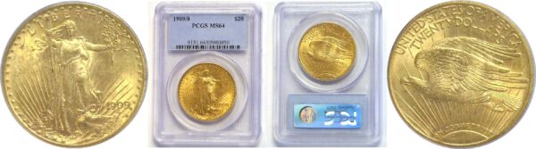 1909/8  $20 St. Gaudens.  -   PCGS MS-64.