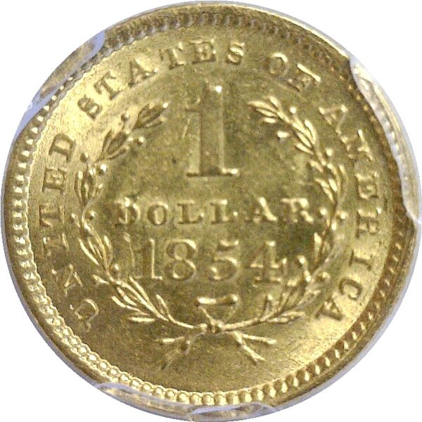 1854 T-1 Gold Dollar  PCGS AU-58 - Image 3