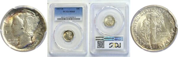 1917-D.  Mercury Dime. PCGS. MS-64.
