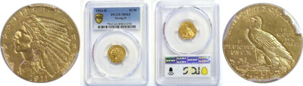1911-D $2 1/2 Indian  -  PCGS MS-61.