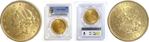 1861 $20 Liberty.  PCGS MS-61