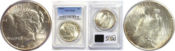 1934-S.  Peace Dollar.  -  PCGS. MS-63.