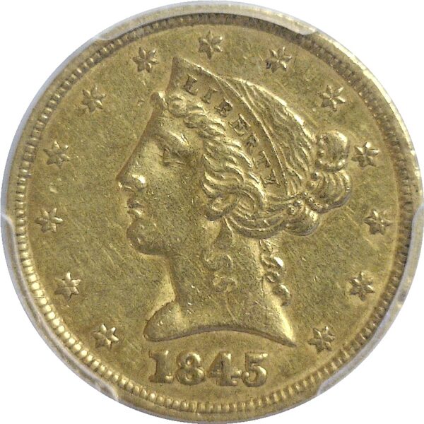 1845.  $5 Liberty.  -  PCGS. AU-50. - Image 2