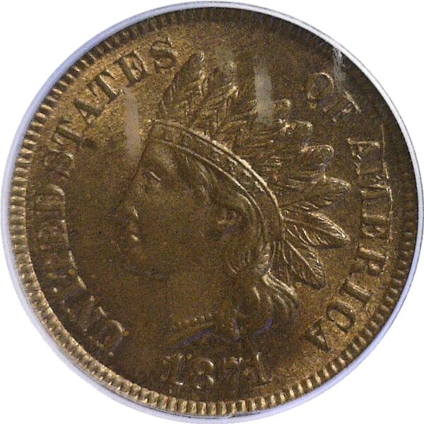 1871 Indian Head Cent  -  PCGS MS-65 RB CAC - Image 2