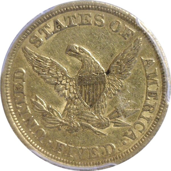 1845.  $5 Liberty.  -  PCGS. AU-50. - Image 3
