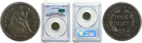 1844.  Seated Liberty Dime.  -  PCGS. XF-40. CAC