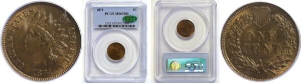 1871 Indian Head Cent  -  PCGS MS-65 RB CAC