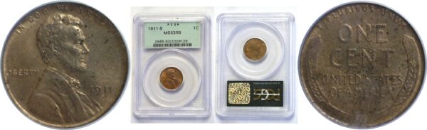 1911-S  Lincoln Cent - PCGS. MS-63. RB.