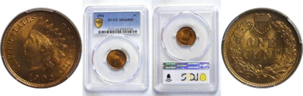 1902.  Indian Head Cent.  -  PCGS. MS-66. RD.