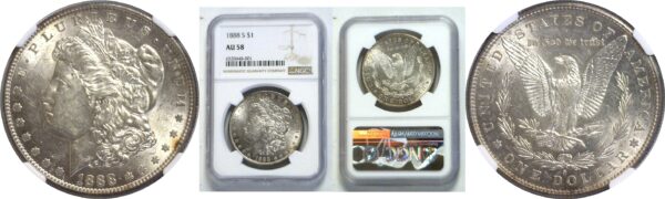 1888-S.  Morgan Dollar.  -  NGC. AU-58.