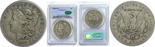 1889-CC .  Morgan Dollar.  - PCGS. F-12. CAC