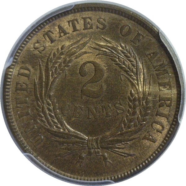 1864 Large Motto Two Cent Piece  -  PCGS MS-65 RB - Image 3