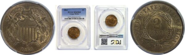 1864 Large Motto Two Cent Piece  -  PCGS MS-65 RB