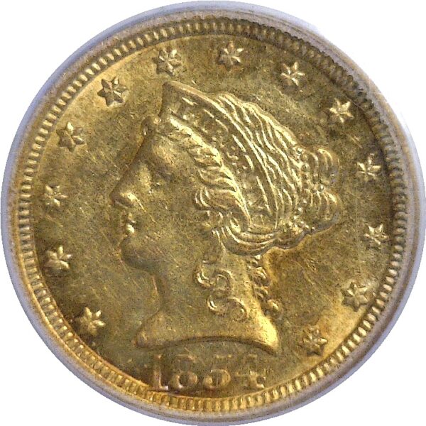 1854-O.  $2 1/2 Liberty.  -   PCGS. AU-53. - Image 2