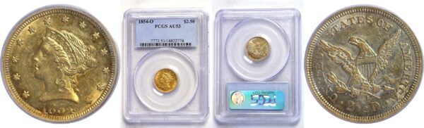 1854-O.  $2 1/2 Liberty.  -   PCGS. AU-53.