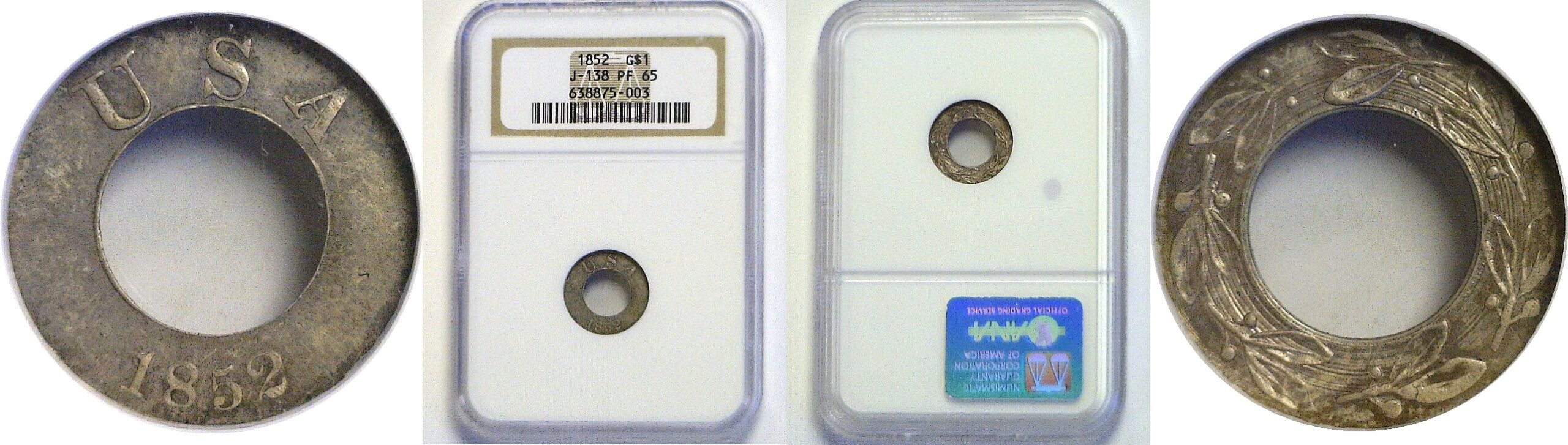 1852.  Pattern Gold Dollar     NGC PR-65  J-138