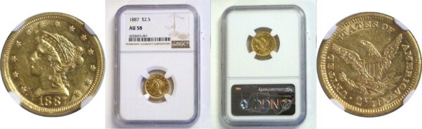 1887. $2 1/2 Liberty.  -   NGC. AU-58.