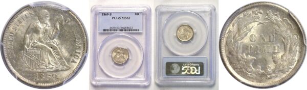 1869-S.  Seated Liberty Dime.  -  PCGS. MS-62.