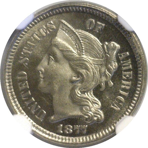 1877.  Nickel Three Cent.  -  NGC. PR-66. - Image 2