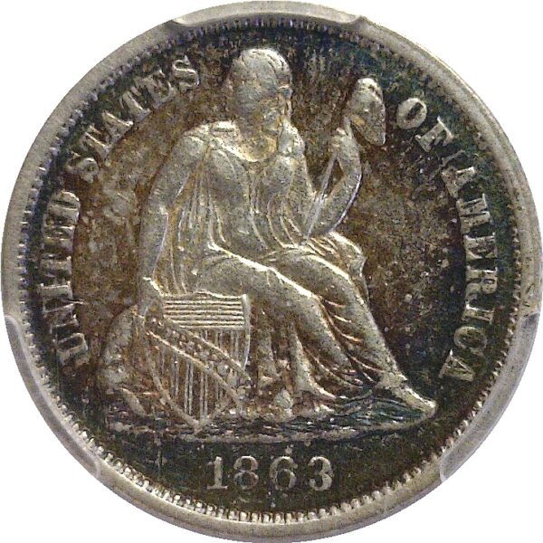 1863.  Seated Liberty Dime.  -  PCGS. XF-45. - Image 2