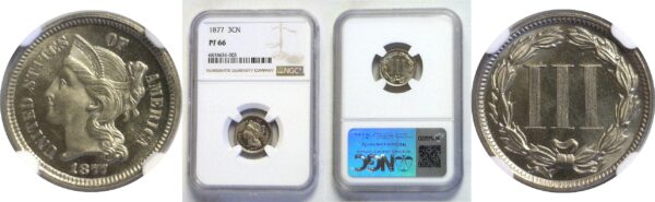1877.  Nickel Three Cent.  -  NGC. PR-66.