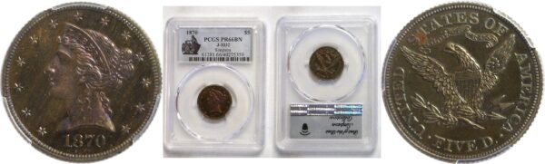 1870.  $5 Pattern. PCGS. PR-66. BN. J-1032.