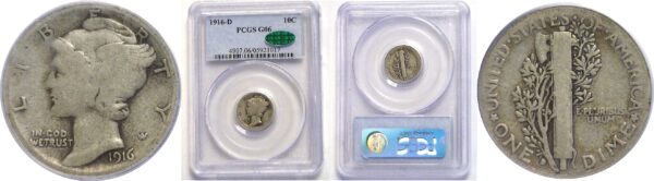 1916-D  Mercury Dime. PCGS Good-6 CAC