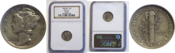 1942/1 Mercury Dime  -  NGC VF-35