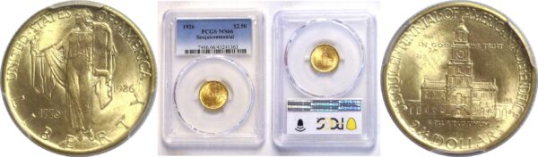 1926 $2 1/2 Sesquicentennial Gold Commemorative  -  PCGS. MS-66